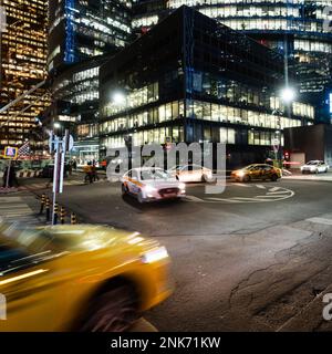 Moscow, Russia - February 15, 2023: view of road ring in Moscow City business and financial district after the end of working day in evening Stock Photo