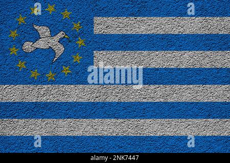 Flag of the Federal Republic of Ambazonia on a textured background. Concept collage. Stock Photo