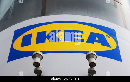 The trademark of IKEA is seen in Shinjuku Ward, Tokyo on April 24, 2022 ...