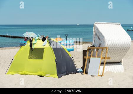 beach chairs on a summer day at the baltic sea Stock Photo