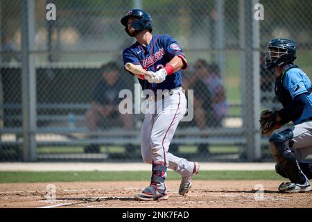 Minnesota Twins catcher Chris Williams (33) during a MiLB Spring Training  game against the Tampa Bay Rays on March 18, 2022 at the CenturyLink Sports  Complex in Fort Myers, Florida. (Mike Janes/Four