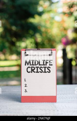 Text caption presenting Midlife Crisis. Business idea Software development technique Decomposing an application Stock Photo