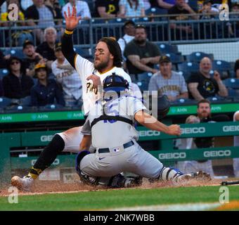 Pittsburgh Pirates first baseman Michael Chavis gets into position during a  baseball game against the Tampa Bay Rays Saturday, June 25, 2022, in St.  Petersburg, Fla. (AP Photo/Steve Nesius Stock Photo - Alamy