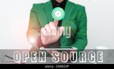 Conceptual caption Open Source. Conceptual photo denoting software which original source code freely available Stock Photo