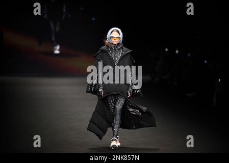 Milan, Italy. 23rd Feb, 2023. Models walks the runway during the BUDAPEST SELECT show, which is part of the Fall Winter 2023-2024 Fashion Week (Credit Image: © Ervin Shulku/ZUMA Press Wire) EDITORIAL USAGE ONLY! Not for Commercial USAGE! Stock Photo