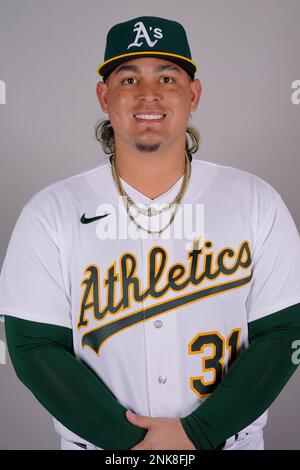 This is a 2023 photo of catcher Yohel Pozo of the Oakland Athletics ...