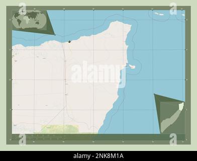 Bari, region of Somalia Mainland. Open Street Map. Corner auxiliary location maps Stock Photo