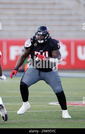 BIRMINGHAM, AL - APRIL 30: Houston Gamblers cornerback Will Likely (4)  looks on against the Tampa Bay Bandits during the USFL game on April 30,  2022 at Protective Stadium in Birmingham, Alabama. (