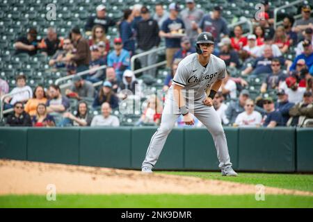 MINNEAPOLIS, MN - APRIL 23: Chicago White Sox third base coach Joe McEwing  (47) looks on during the MLB game between the Chicago White Sox and the  Minnesota Twins on April 23nd