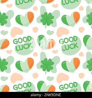 Colorful repetitive pattern background made of Saint Patrick's Day celebration themed vector illustrations. Stock Vector