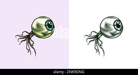 Cornea or Muscles of Human eye. Vintage engraving sketch. Doodle outline. Hand drawing. Stock Vector