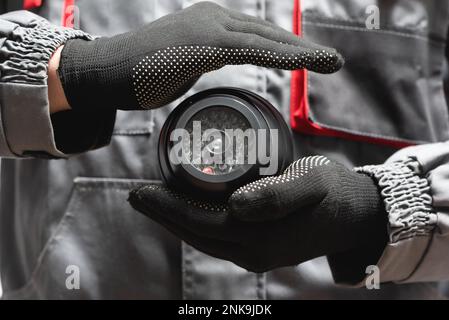 Security camera setup, cctv installation Stock Photo