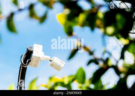 Security camera setup, cctv installation Stock Photo
