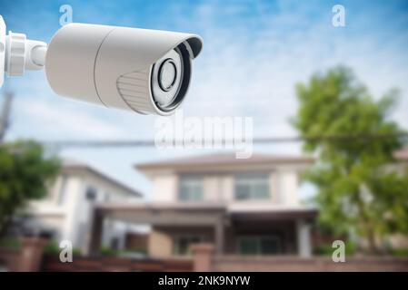 Security camera setup, cctv installation Stock Photo