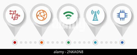 Technology and computer vector icons, electronics flat design web pointers collection, business concept infographic template Stock Vector