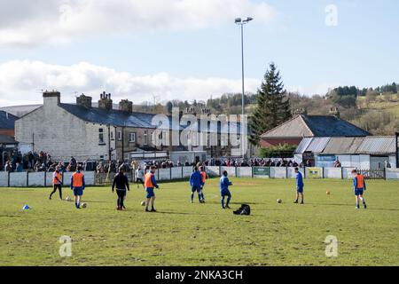 Bacup, England 05 March 2022. The North West Counties Football League Division One North match between Bacup Borough and St Helens Town. Stock Photo