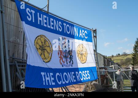 Bacup, England 05 March 2022. The North West Counties Football League Division One North match between Bacup Borough and St Helens Town. Stock Photo