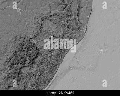 KwaZulu-Natal, province of South Africa. Bilevel elevation map with lakes and rivers Stock Photo