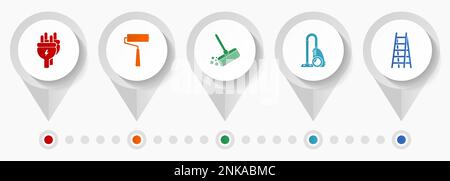 House services vector icons, flat design web pointers collection, business concept infographic template Stock Vector
