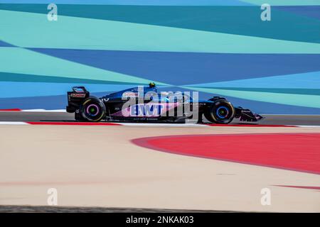 Sakhir, Bahrain, 23rd Feb 2023, Pierre Gasly, from France competes for Alpine F1 . Winter Testing, the winter testing of the 2023 Formula 1 championship. Credit: Michael Potts/Alamy Live News Stock Photo