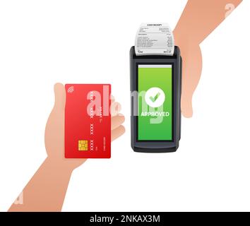 3D Payment Terminal with Card and Receipt Isolated. Render Modern POS ...