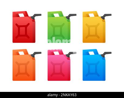 Diesel fuel. Red canister isolated on white background. Vector stock illustration. Stock Vector