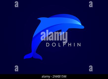 Modern Dolphin gradient logo. Fish logo design template. Seafood restaurant shop Logotype concept icon. Stock Vector