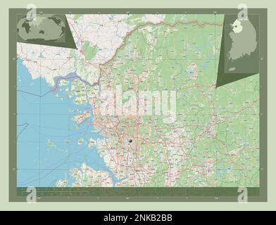 Gyeonggi-do, province of South Korea. Open Street Map. Corner auxiliary location maps Stock Photo
