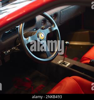 Ferrari F40 steering wheel, view through the driver's window. Small