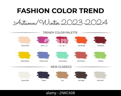 Fashion Color Trend Autumn - Winter 2022 - 2023. Trendy colors palette  guide. Fabric swatches with color names. Vector template for your creative  desi Stock Vector Image & Art - Alamy