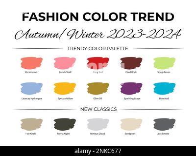 Fashion Color Trend Autumn Winter 2021 - 2022. Brush strokes of paint color  with names swatches. Trendy colors palette guide. Easy to edit vector temp  Stock Vector Image & Art - Alamy