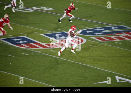 BIRMINGHAM, AL - APRIL 22: New Jersey Generals linebacker Bryson Young (56)  looks on during the USFL game against the Michigan Panthers on April 22,  2022 at Protective Stadium in Birmingham, Alabama. (