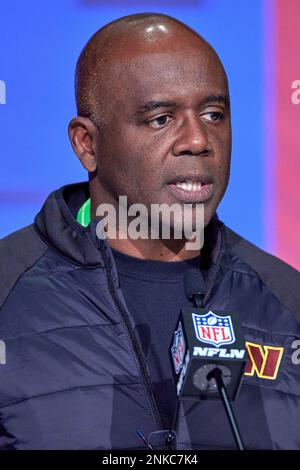 Washington Commanders general manager Martin Mayhew speaks during a press  conference at the NFL football scouting combine in Indianapolis, Wednesday,  March 2, 2022. (AP Photo/Michael Conroy Stock Photo - Alamy