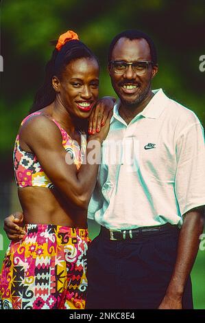 Jackie Joyner-Kersee and Bobby Kersee husband and coach photo shoot in 1993 Stock Photo