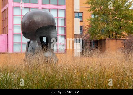 Nuclear Energy, a sculpture by Henry Moore, on the site of the first controlled nuclear chain reaction, Chicago, Illinois, USA Stock Photo