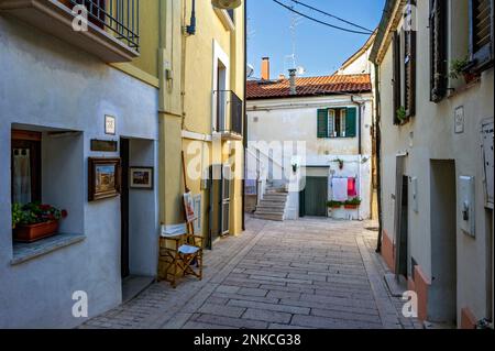 Narrow alley of the old town, Termoli, Molise, Italy Stock Photo