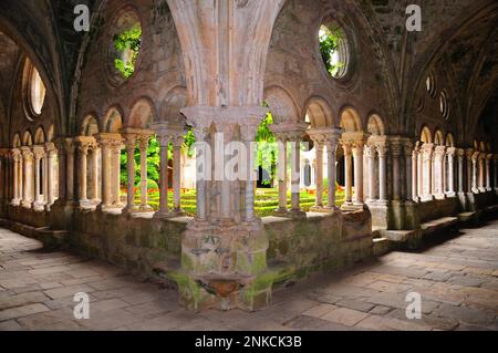 Cloister, Sainte-Marie de Fontfroide Abbey, Aude Department, France Stock Photo