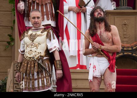 Representation of the Passion of the Living Christ as he is led to the ...