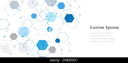 abstract blue gray hexagon, geometric texture background, scientific technology, network concept Stock Photo