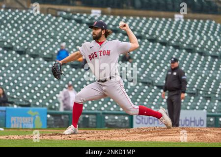 April 13 2022: Boston pitcher Kutter Crawford (50) throws a pitch during  the game with Boston Red Sox and Detroit Tigers held at Comercia Park in  Detroit Mi. David Seelig/Cal Sport Medi(Credit