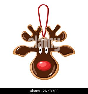Christmas reindeer ginger cookie decoration vector illustration Stock Vector