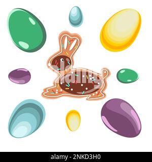 Gingerbread Easter bunny with eggs vector illustration Stock Vector