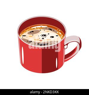 Ceramic red mug with coffee in flat technique vector illustration Stock Vector