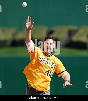 PITTSBURGH, PA - APRIL 12: Pittsburgh Pirates players line up for the  National Anthem prior to an MLB game against the Houston Astros on April  12, 2023 at PNC Park in Pittsburgh