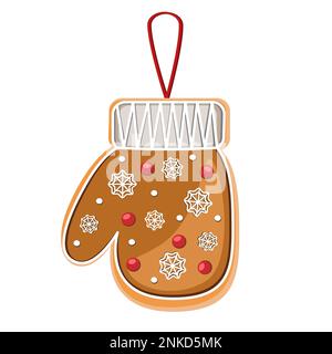 Gingerbread cookie mitten with icing decoration vector illustration Stock Vector