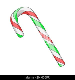 Candy cane lollipop in flat technique vector illustration Stock Vector