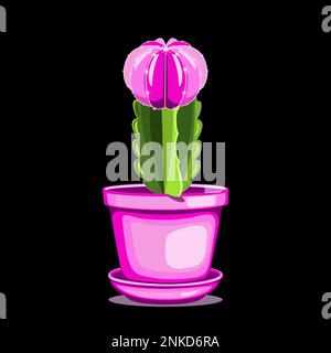 Blossom succulent in ceramic pot in flat technique vector illustration Stock Vector