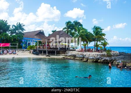 A shallow lagoon in Chankanaab Beach Adventure Park, Cozumel, Mexico. Stock Photo