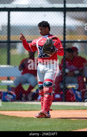 Philadelphia Phillies catcher Rickardo Perez (37) during a MiLB Spring  Training game against the Toronto Blue Jays on March 20, 2022 at the  Carpenter Complex in Clearwater, Florida. (Mike Janes/Four Seam Images