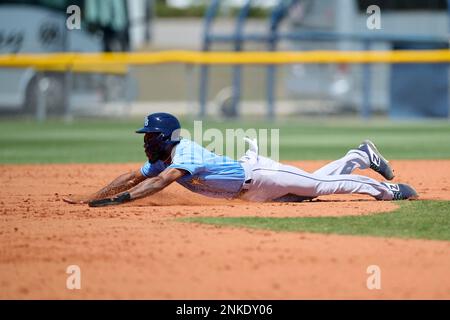 Atlanta Braves pitcher Rolddy Munoz (40) during a MiLB Spring Training game  against the Tampa Bay Rays on March 26, 2022 at Charlotte Sports Park in  Port Charlotte, Florida. (Mike Janes/Four Seam